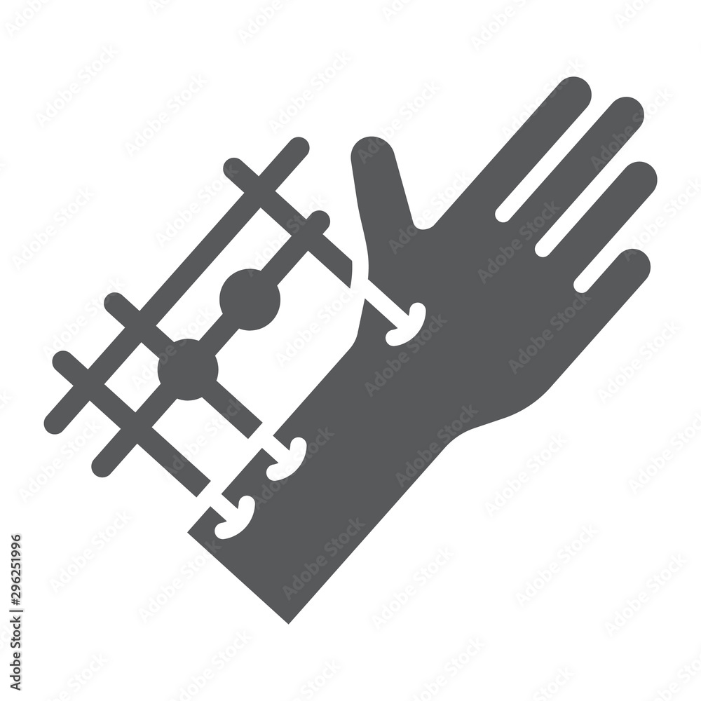 Fixation joints surgery glyph icon, medical and equipment, hand surgery sign, vector graphics, a solid pattern on a white background. Fixation joints surgery glyph icon, medical and equipment, hand surgery sign, vector graphics, a solid pattern on a white background.