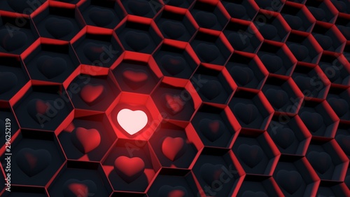 concept influencer / Social  Media  Network / A shining heart /  3d illustration