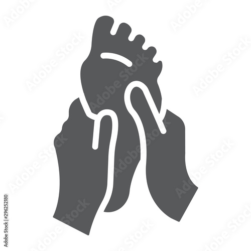 Foot massage glyph icon, medical and healthcare, barefoot care sign, vector graphics, a solid pattern on a white background.