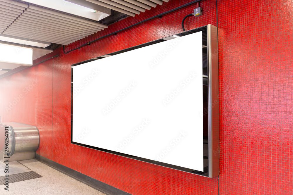 Mockup image of Blank billboard white screen posters and led in the subway station for advertising Mockup image of Blank billboard white screen posters and led in the subway station for advertising