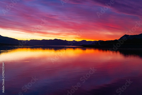 sunset over lake