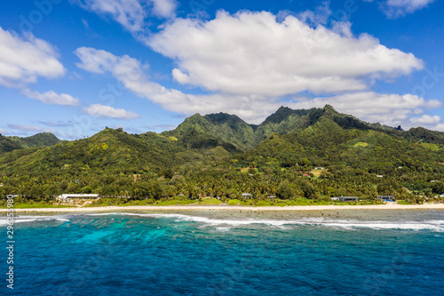 Stunning view of the Rarotonga island coat and beach in the Cooks island  south Pacific