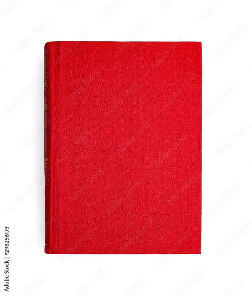 Book with blank red cover on white background, top view Book with blank red cover on white background, top view