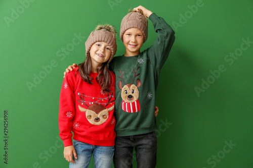 Little children in Christma...