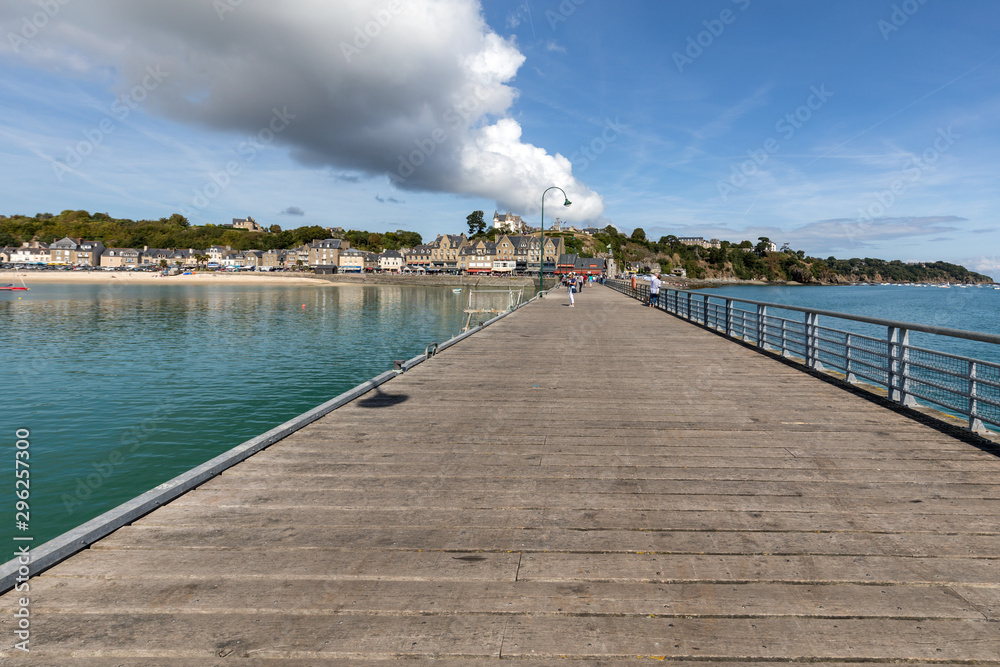  Pier La Fenetre and port of La Houle in Cancale. Brittany, France.