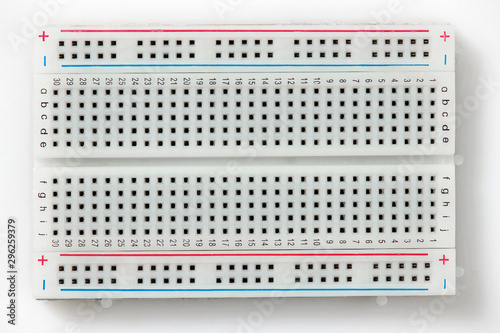 circuit mounting plate closeup for mounting electronic component  unit  part  radio equipment and digital microchip - DIY kit for learning  training and development of electric circuits