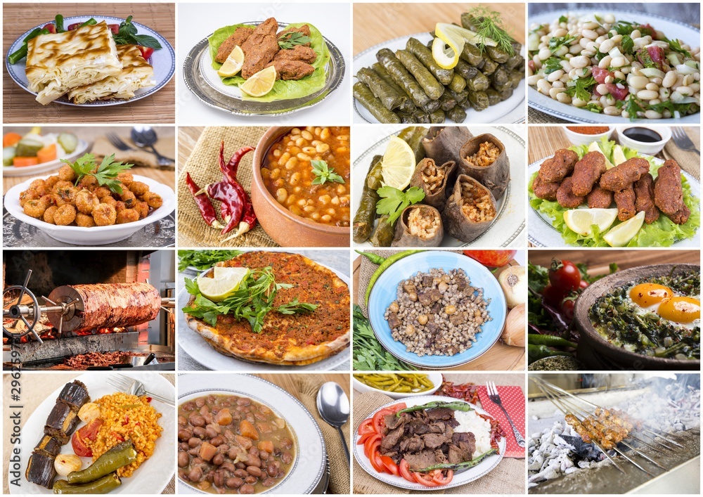 Traditional delicious Turkish food collage Traditional delicious Turkish food collage