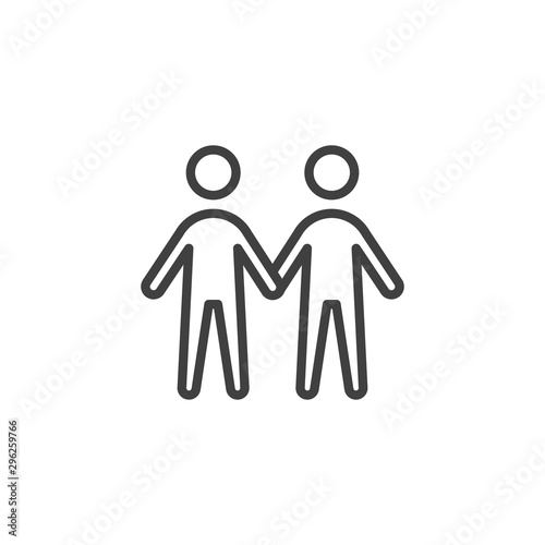 Gay couple line icon. linear style sign for mobile concept and web design. Homosexual relationship outline vector icon. Symbol  logo illustration. Vector graphics