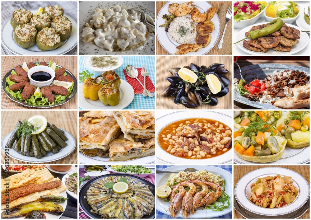 Traditional delicious Turkish foods collage Traditional delicious Turkish foods collage