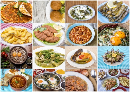 Traditional delicious Turkish foods collage