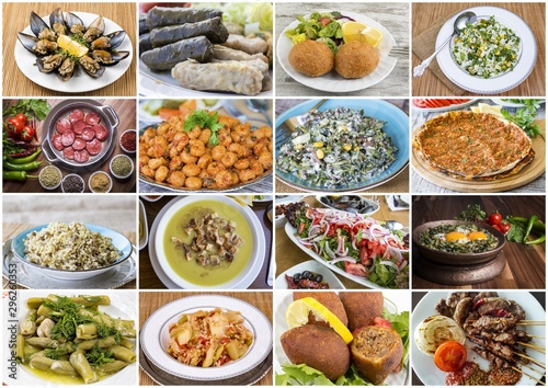 Traditional Delicious Turkish food collage