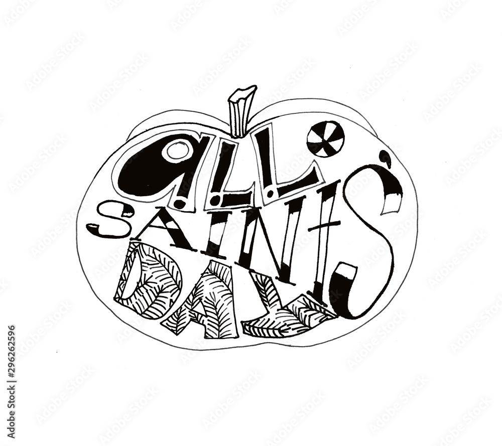 All Saints Day pumpkin black and white All Saints Day pumpkin black and white