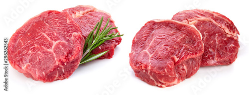 Fotografie, Tablou Fresh raw beef steak isolated on white background