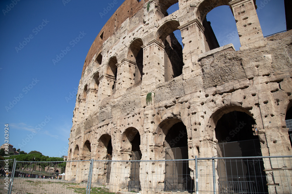 Outside Colosseum view , the world known landmark and the symbol of Rome, Italy.