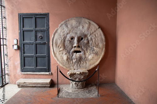 Canvas Print Horizontal picture of old object The Mouth of Truth (Bocca della Verita) , locat