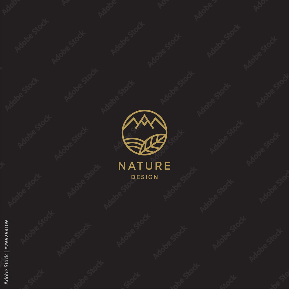 Nature Logo Design Concept. Tropical Plant. Minimal icon of abstract landscape. Geometric Element. Elegant and Modern Vector Illustration Nature Logo Design Concept. Tropical Plant. Minimal icon of abstract landscape. Geometric Element. Elegant and Modern Vector Illustration