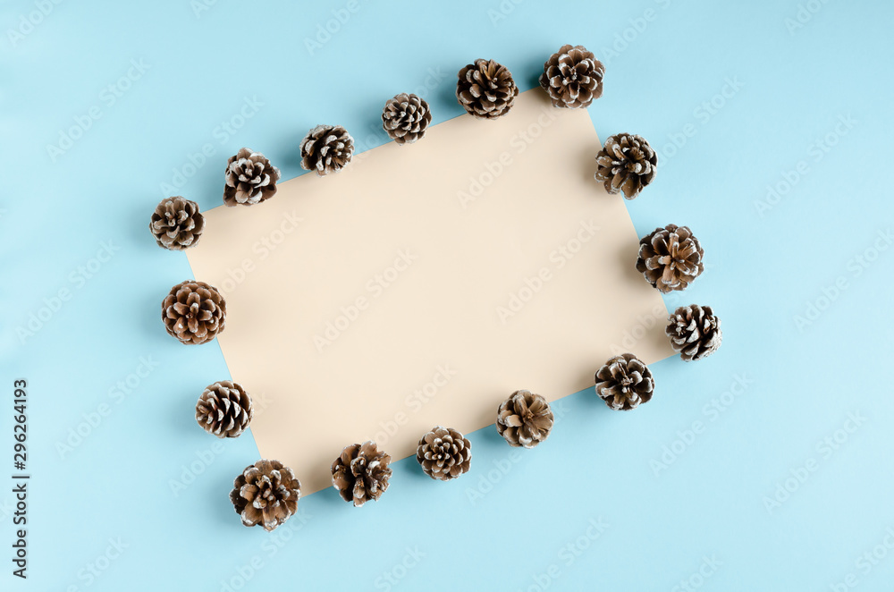 Dried foliage composition on blue background. Flat lay. Dried foliage composition on blue background. Flat lay.