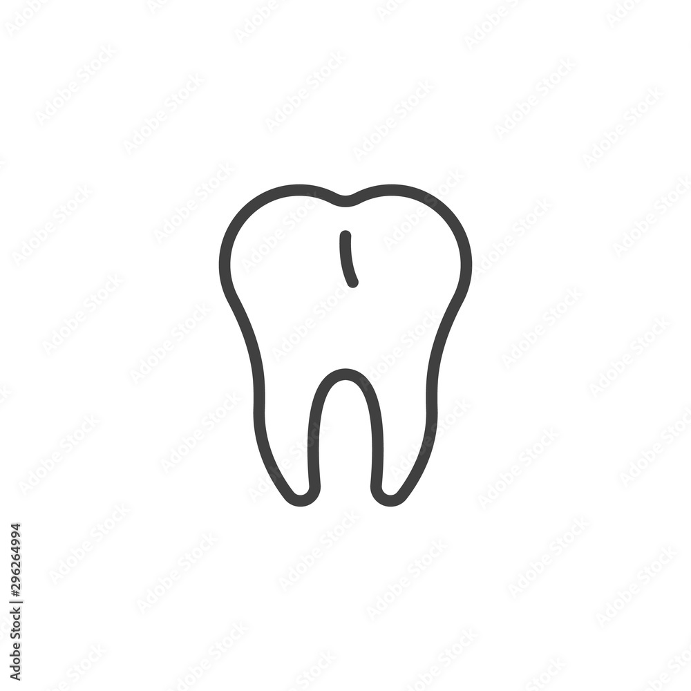 Human tooth line icon. linear style sign for mobile concept and web design. Dental tooth outline vector icon. Symbol, logo illustration. Vector graphics Human tooth line icon. linear style sign for mobile concept and web design. Dental tooth outline vector icon. Symbol, logo illustration. Vector graphics