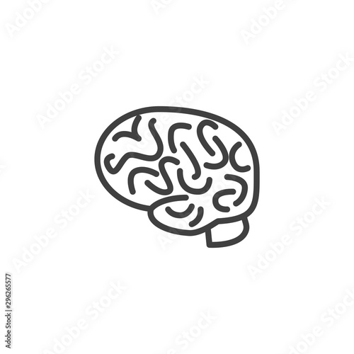 Human brain line icon. linear style sign for mobile concept and web design. Brain organ outline vector icon. Intellect symbol, logo illustration. Vector graphics