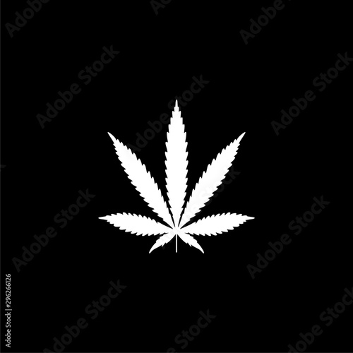 Marijuana or cannabis leaf icon isolated on black background