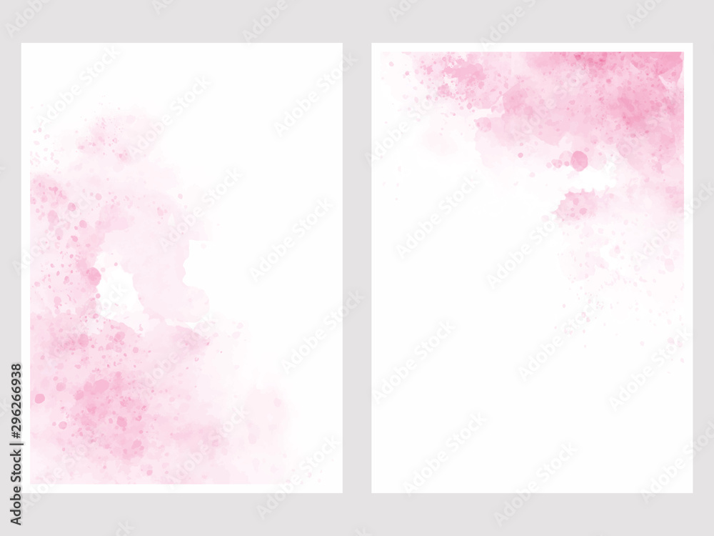 pink watercolor wash splash 5x7 invitation card background template collection