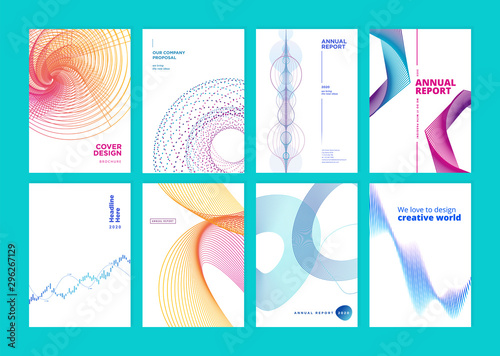 Set of brochure, annual report, cover design templates. Vector illustrations for business presentation, business paper, corporate document, flyer and marketing material.