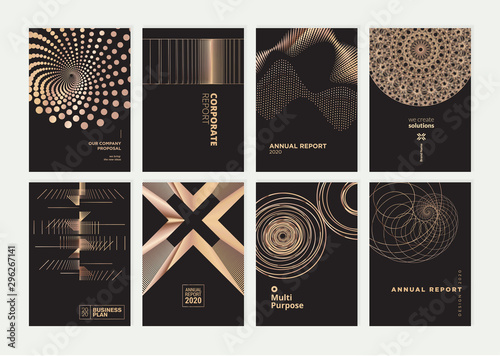 Set of brochure, annual report, cover design templates. Vector illustrations for business presentation, business paper, corporate document, flyer and marketing material.