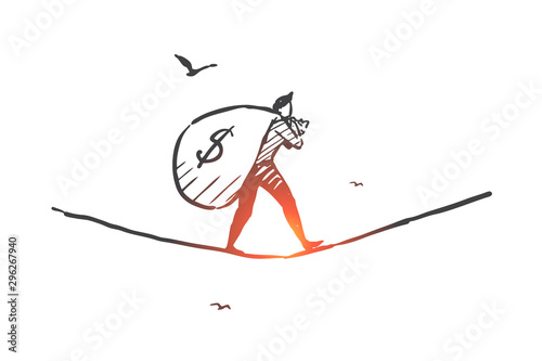 Business, successful deal, profit-making activity concept sketch. Hand drawn isolated vector