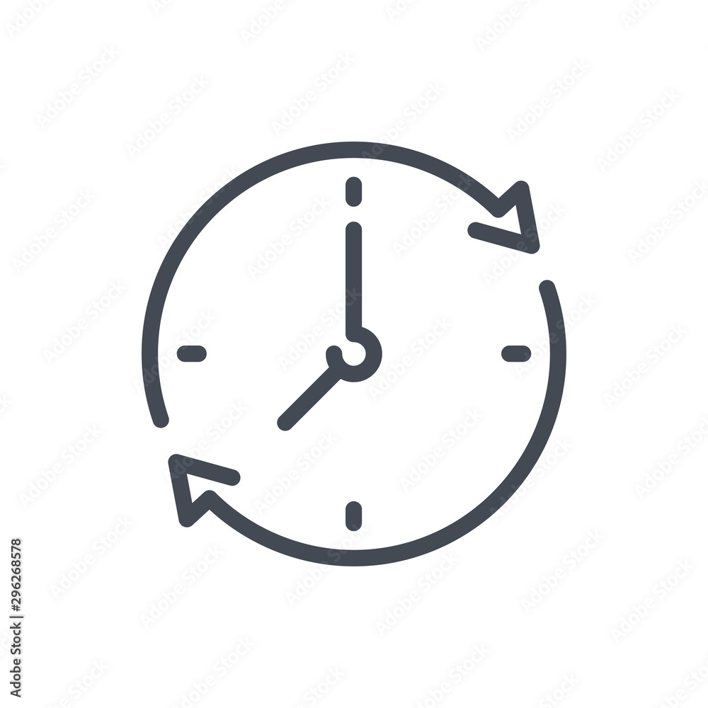Refresh time line icon. Update clock vector outline sign. - obrazy, fototapety, plakaty 
