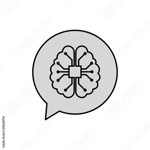 Artificial intelligence concept. Outline thin line illustration. Isolated on white background. 