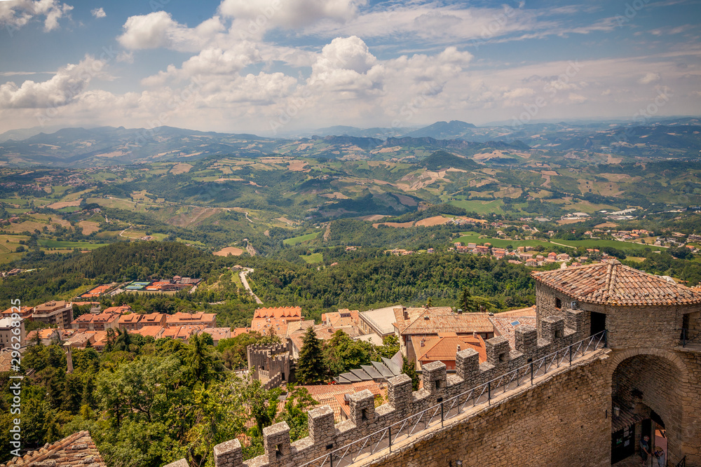 View from San Marino Castle to surrounded panoramas