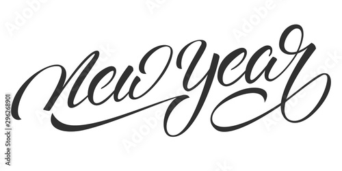 New Year lettering. Calligraphy label for New Year celebration