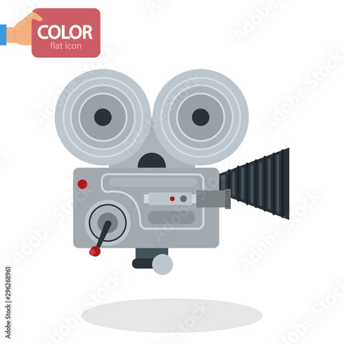 Movie videao camera color vector icon. Flat design photo