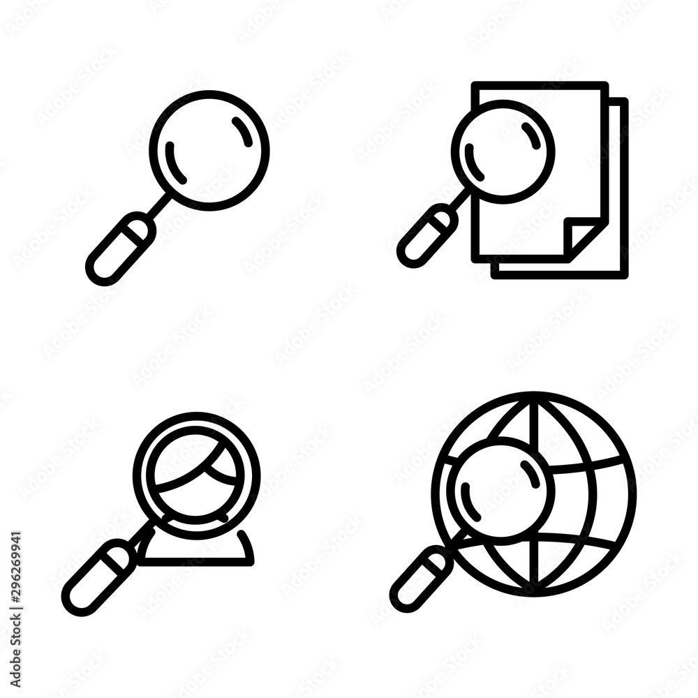 Set of search related icon with simple line design Set of search related icon with simple line design