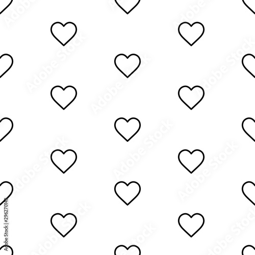 Cute black and white heart pattern with flat line hearts. Sweet vector monochrome heart pattern. Seamless heart pattern for textile, wallpapers, wrapping paper, cards and web.