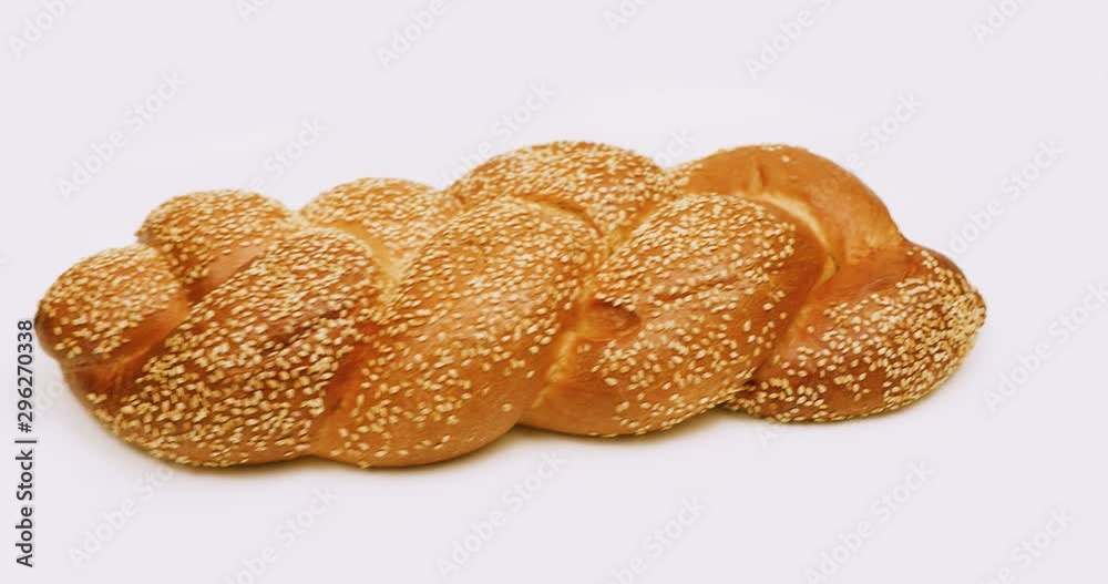 Shabbat Challah isolated on white background enters to the scene