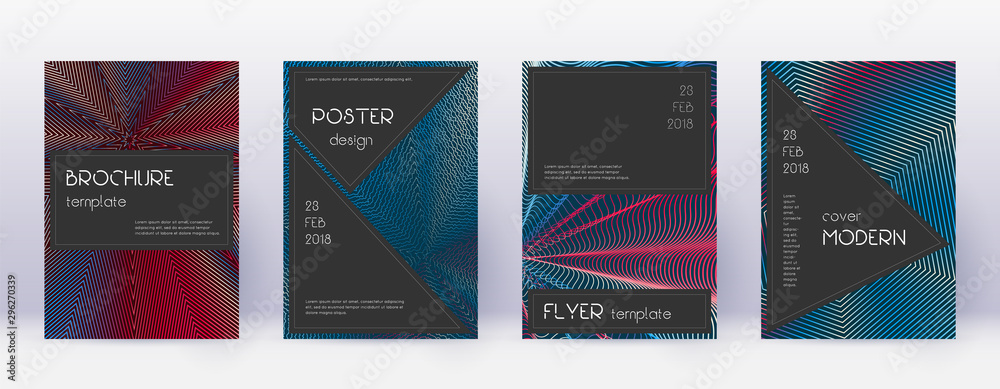 Black brochure design template set. Red abstract l