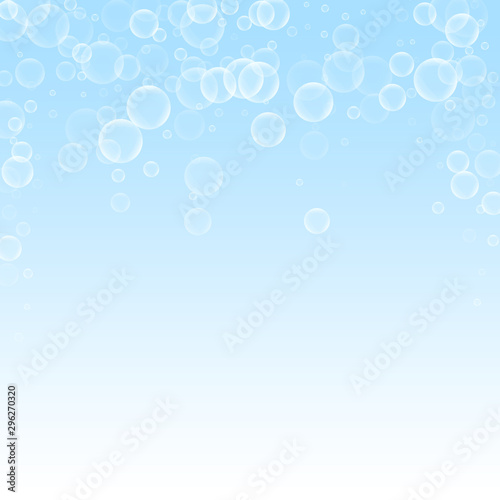 Random soap bubbles abstract background. Blowing b