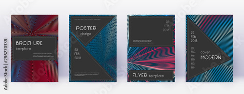 Black brochure design template set. Red abstract l