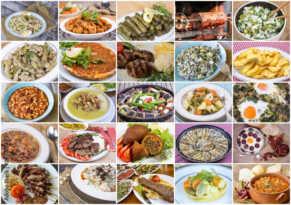 Traditional delicious Turkish foods collage Traditional delicious Turkish foods collage