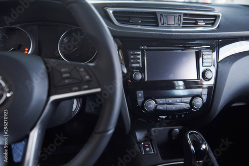 Luxury interior. Front part of the new expensive modern car that captured inside © standret