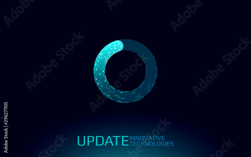 Low poly update button sign. New version software mobile system upgrade internet upload. Online information touch screen symbol. Polygonal modern design vector illustration