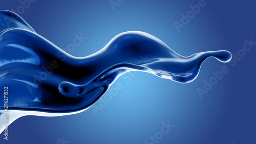 Digital rendering of blue fluid in motion photo