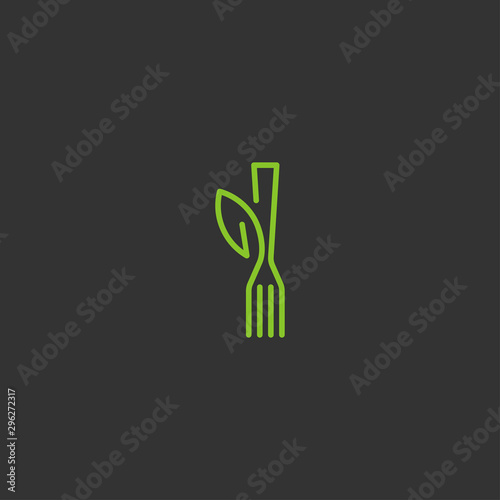 Abstract health food logo design. Fresh food leaf icon vector
