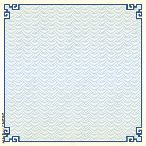 Traditional Chinese Blue Porcelain And White Jade Colors Background, The Great Wall Frame 
