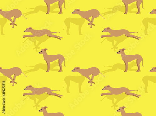 Cute Character Dog Greyhound Running Seamless Wallpaper-01