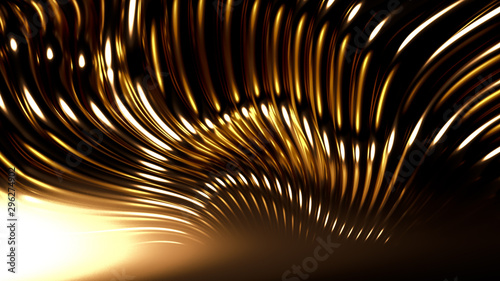 Luxury golden metal background with lines. 3d illustration  3d rendering.