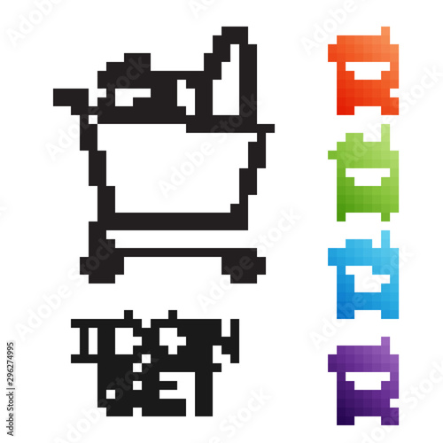 Wallpaper Mural Black line Shopping cart and food icon isolated on white background. Food store, supermarket. Set icons colorful. Vector Illustration Torontodigital.ca
