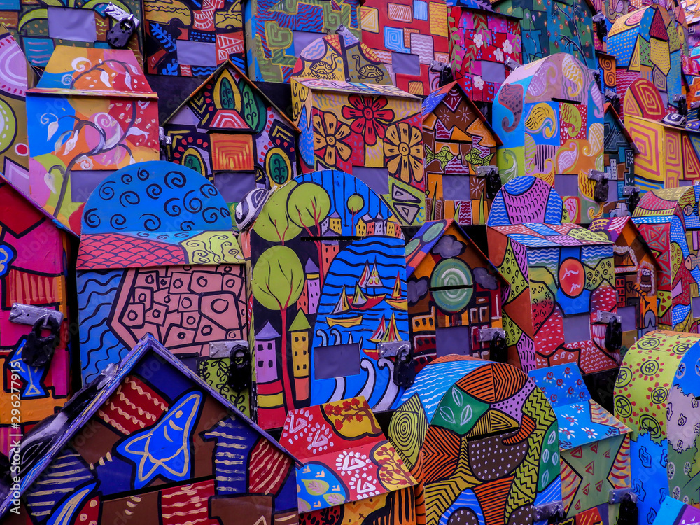 Fototapeta premium Graphic colorful decoration of durga puja pandal