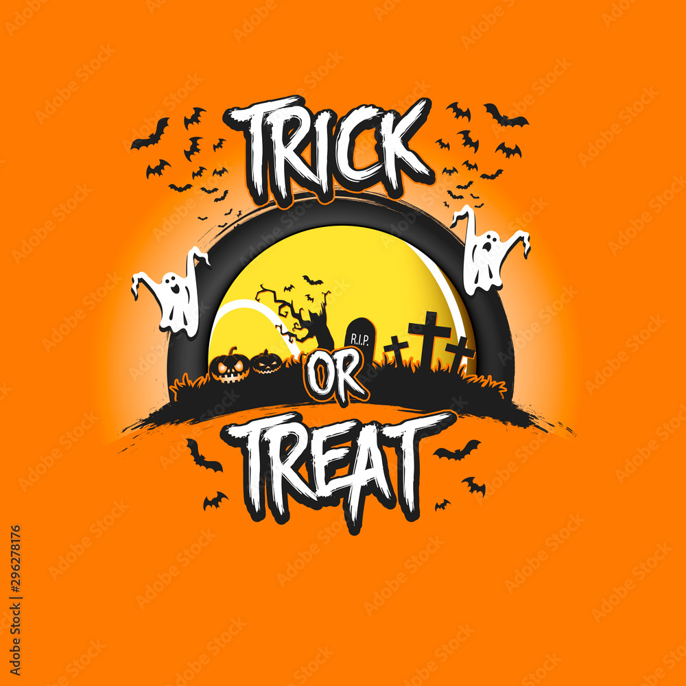 Halloween pattern. Trick or treat and tennis ball